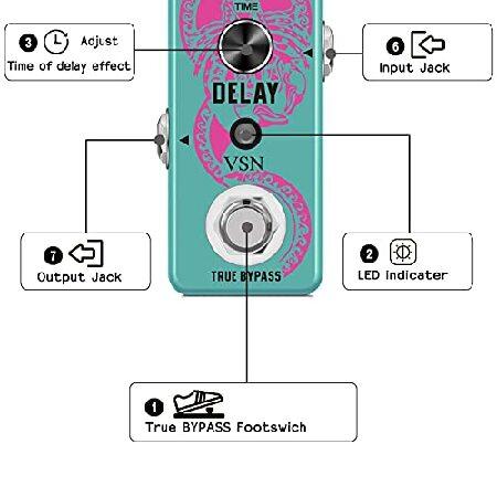 VSN Guitar Delay Pedal Analog Delay Guitar Effect Pedal Switching, Fully Vintage Delay True Bypass Analog Circuit Universal for Guitar True Bypass