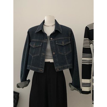 TWO 牛仔外套女秋冬新款高級感休閑美式短款小個子外套夾克復古