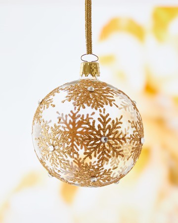 White & Gold Glass Christmas Ornament