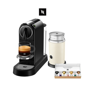 【Nespresso】CitiZ 膠囊咖啡機-魅力黑 & Aeroccino3奶泡機(贈咖啡組)