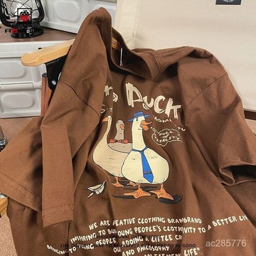 【優選好品】美式復古vintage趣味卡通印花短袖 男女oversize情侶百搭上衣 潮流男裝