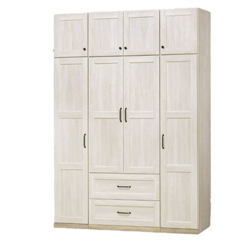 【MUNA 家居】泰倫斯5X8尺白橡木色衣櫥(含被櫥頭)