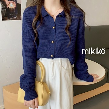 美木子｜針織上衣｜翻領針織毛衣 復古翻領【O10211】長袖毛衣 POLO領 翻領 毛衣外套 針織毛衣 長袖針織衫