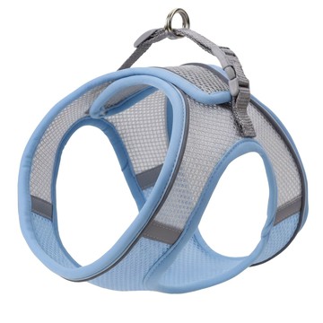 捷華 寵物胸背帶 + 牽繩 藍色 雙層滌綸網格布 適合體重9~14kg  L 胸圍 46~55cm  1組