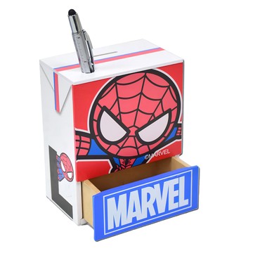 MARVEL 漫威 復仇者聯盟 鋁箔包造型 存錢筒 筆筒 收納置物盒  蜘蛛人  1個