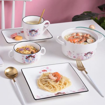泡面碗少女心家用餐具女生餐碗可愛餐盤簡約碗盤大圓碗米飯碗湯碗