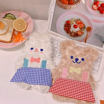 可愛萌熊萌兔造型筆袋玫瑰絨少女心文具袋個性毛絨收納袋卡通