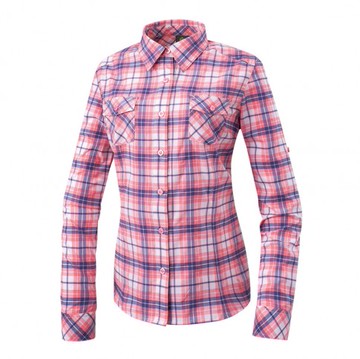 【【蘋果戶外】】山林 31B06 50 粉橘藍  女 彈性 抗UV 格子長袖襯衫 長上衣 吸濕排汗 快乾 春夏 Mountneer