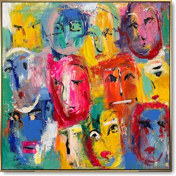 彩色抽象繪畫具象壁畫抽象臉部繪畫裱框藝術