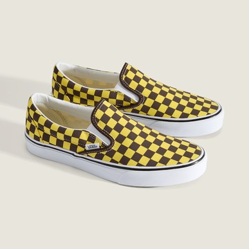 Classic Slip-On 黃色/咖啡色棋盤格滑板鞋
