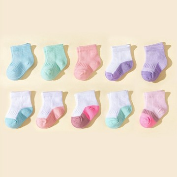 🔥熱銷 新品 兒童襪 夏季襪子 春夏季 短筒襪 可愛襪 10雙裝 嬰兒男孩 女孩 中筒襪 彩色 中性風格 襪子 四季款