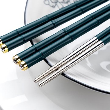 客滿多合金筷子不銹鋼頭烤肉專用家用抗菌防霉耐高溫酒店中式商用