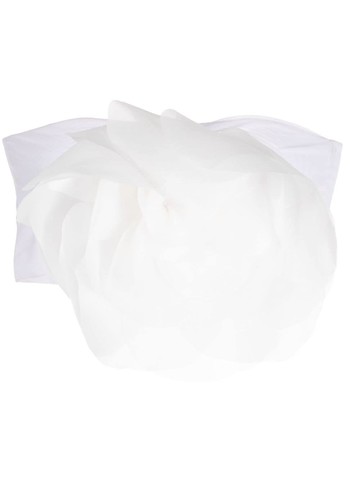 Cynthia Rowley - floral-appliqué cropped bandeau top - women - Polyester - L - White