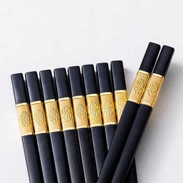 富彩合金筷家庭家用酒店筷防滑耐磨可高溫消毒筷子10雙裝公筷