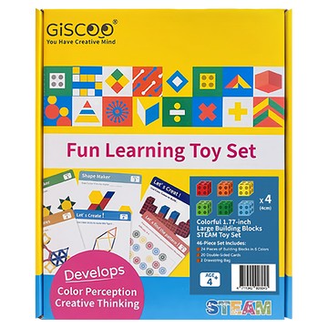 GiSCOO 聚思庫 STEAM系列 益智教具組 72顆6色小方塊 搭配20張雙面圖卡 麥斯小方塊  麥斯小方塊 多色  1組