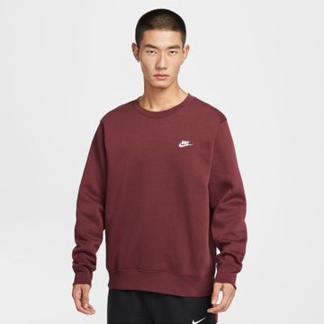 NIKE 長袖上衣 男 大學T AS M NK CLUB BB CREW 咖啡紅 FN3887-619(3S4657)