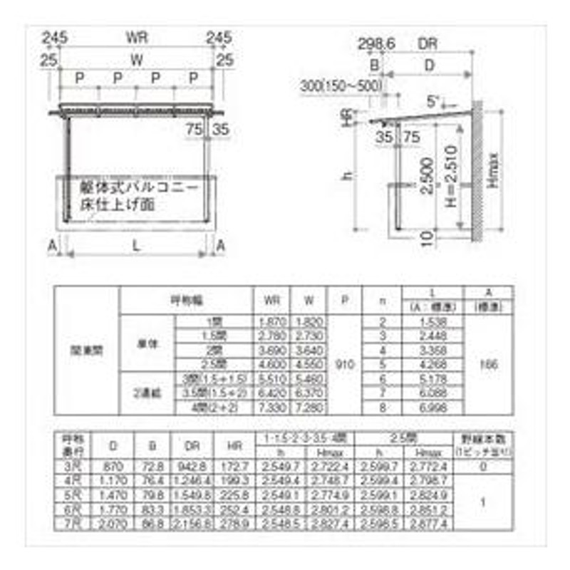 YKK サザンテラス パーゴラタイプ 2階用 関東間 600N／ｍ2 2間×7尺 熱線遮断ポリカ屋根 後付け | LINEブランドカタログ