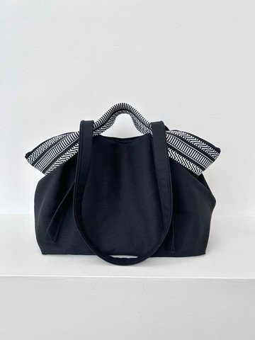 【Cinta】優雅黑 細緻軟帆布 手提肩背兩用