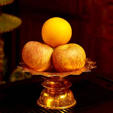 藏傳佛教密宗佛堂水果盤供佛盤財神貢盤曼扎盤仿泰國鎏金蓮花供盤