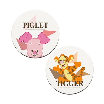 收納王妃 - 迪士尼 Disney QQ維尼系列【小豬與跳跳虎】 珪藻土軟式吸水杯墊-二入組10X10X0.5CM