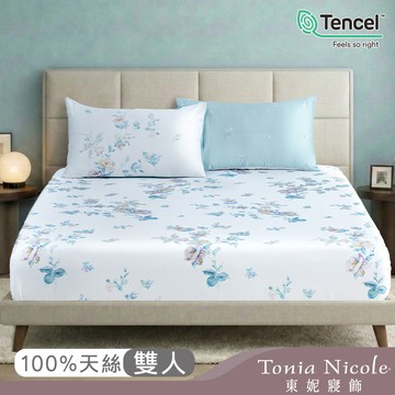 【Tonia Nicole 東妮寢飾】清露花序60支環保印染100%萊賽爾天絲床包枕套組(雙人)