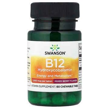 Swanson Vitamins, B12 羥鈷胺素，混合漿果，1,000 微克，60 片咀嚼片