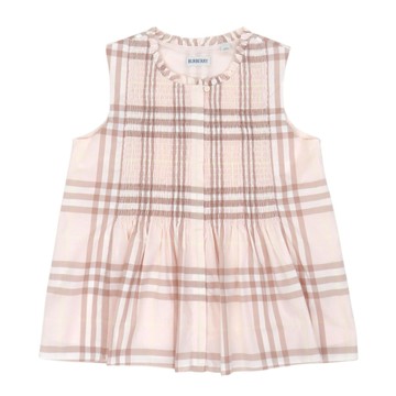 BURBERRY Kids 經典格紋粉色無袖上衣