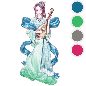 Jeog Gyeong Hong (4色) 46 (honne market) 人物貼紙 女孩 浣熊