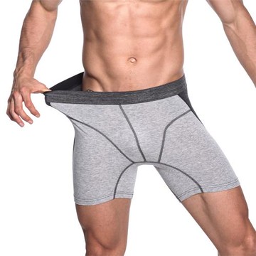 外貿男士純棉內褲平角大碼運動跑步防磨健身短褲透氣寬邊胖子