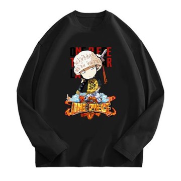 長袖T恤海賊王動漫單面印花夏季寬松男女同款純棉潮卡通寬松衣服