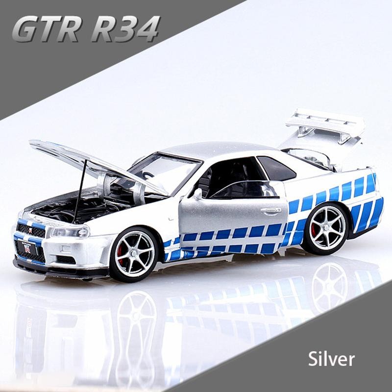 NISSAN スカイライン R34 GTR 1/32 ミニカー 全4色 ライト点灯 エンジンサウンド 合金モデル 模型 ワイルドスピード2 ジオラマ  | LINEショッピング