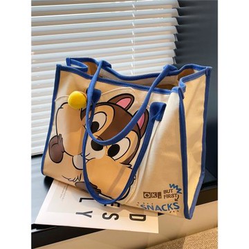 卡通托特包大包女大容量女包2025新款小眾花栗鼠手提購物袋帆布包