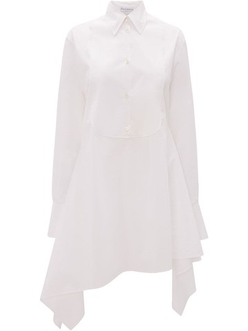 JW Anderson - asymmetric bib shirt dress - women - Cotton - 10 - White