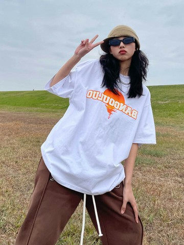 短袖船長oversize字母t恤女2022夏季新款街頭寬松設計感圓領上衣