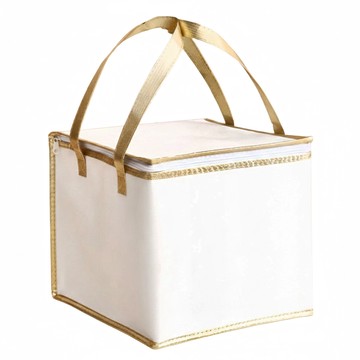 蛋糕保冰袋 雙層 加固舒適手提 精緻拉鍊設計 鋁箔材質 防水材質  35 x 35 x 30cm  白金色  1個