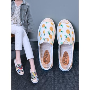 布鞋女平底一腳蹬帆布老北京女士休閑2025年夏新款薄款春秋單鞋子