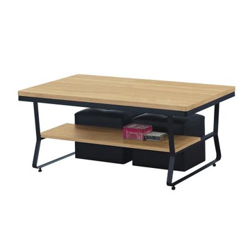 Boden-查爾斯3.7尺工業風鐵腳大茶几(附腳凳二個)