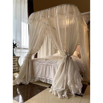 輕奢公主風u型導軌蚊帳2025新款家用1.8m床亞麻風臥室法式床幔1.5