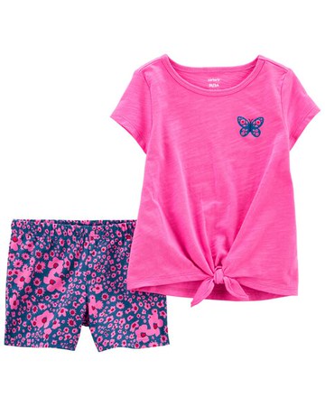 Baby 2-Piece Butterfly Tie-Front Tee & Short Set