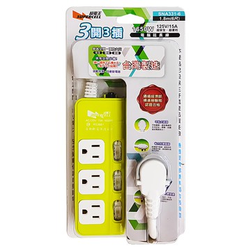 SUPERCELL 超電王 3開3插電腦延長線 1.8m SNA331-6 獨立開關 節能省電  顏色隨機  1條