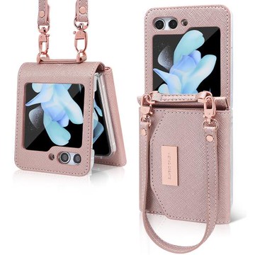 帶卡包錢包適用三星折疊屏zFlip6手機殼新款大視窗zFlip5鉸鏈全包zFlip4高級感zFlip3帶腕帶可插放卡防摔女款