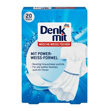 大象生活館【德國 Denkmit】拋棄式防染護色洗衣吸色布 (白色專用) 20片/盒 德國dm 洗衣護色布