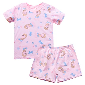 ONEDER 旺達棉品 兒童款 短袖套裝 冰雪奇緣圖案  130cm  粉紅色