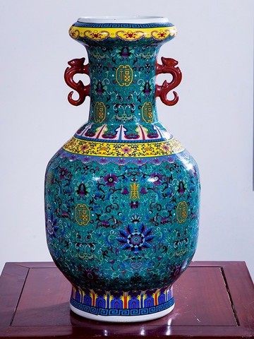 景德鎮陶瓷器雙耳高落地大花瓶擺件插花仿古家居裝飾品客廳工藝品