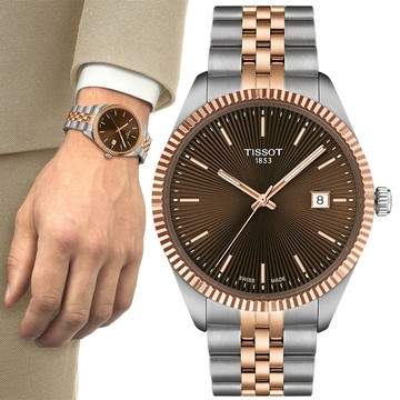 TISSOT 天梭 BALLADE系列 經典簡約時尚男錶/棕/40mm/T1564102229101