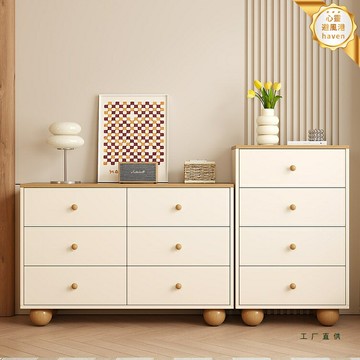 【奶油風實木】鬥櫃 抽屜櫃 置物櫃 臥室鬥櫃 客廳收納櫃 床尾櫃 多層抽屜 北歐簡約設計 臥室床尾/客廳靠牆收納