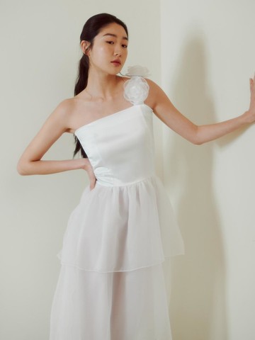 Bridal Rose Peony Dress - White