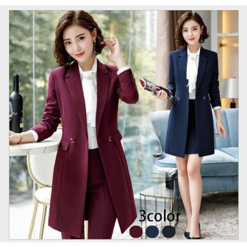 リクルートスーツ レディース パンツスーツ ロング丈 テーラードジャケット セレモニースーツ 2点セット 卒園式 就職活動 ビ 通販 Lineポイント最大get Lineショッピング