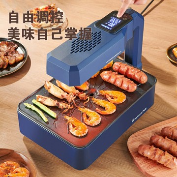 110V美規韓式燒烤爐家用迷你臺式無煙電烤盤室內不粘烤肉機跨境外