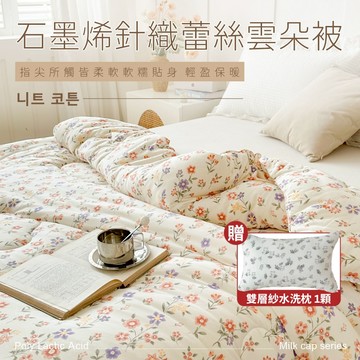 【夢之語】韓版石墨烯針織雲朵被 蕾絲 (巴黎橙花) 6X7尺 雲朵被  可水洗 冬被 棉被 被胎 石墨烯被 韓國代購棉被